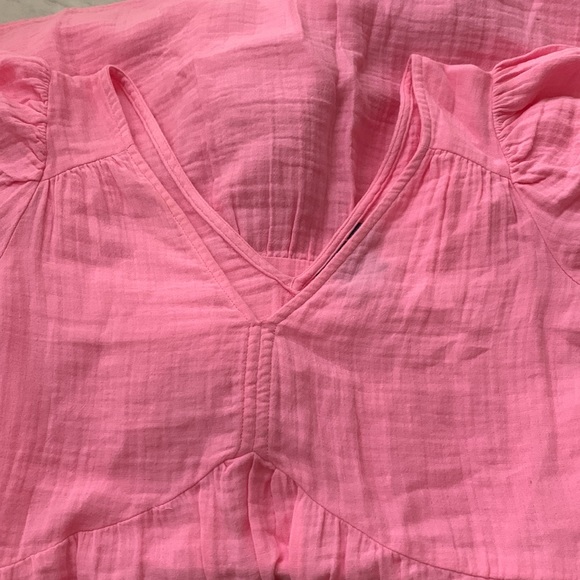 GAP Pink Gauze Mini Dress Ruffles Breezy Summer XXS - Picture 3 of 9